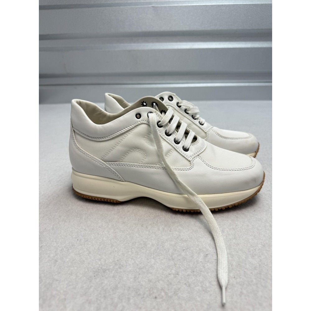 Hogan Interactive Shoes Mens Size 7 White Leather Lace Up Casual Sneakers
